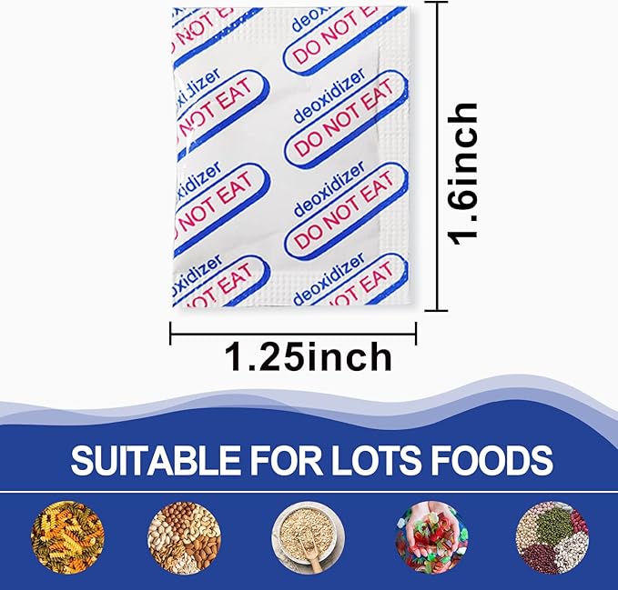 auhanth 100 Packs 100CC Oxygen Absorbers (10 Packs of 10), Food Grade Oxygen Absorbers for Long Term Food Storage in Vacuum Bag, Applicable to Mason Jars, Vacuum Storage Bags