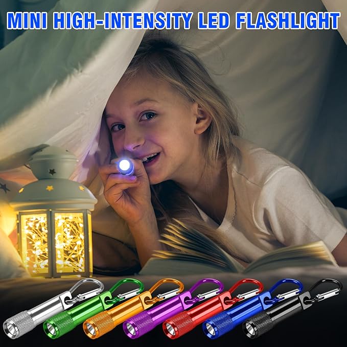 42 Pcs Mini Keychain Flashlights Ultra-Bright LED Metal Carabiner Clip Compact Emergency Lights for Camping Hiking Cycling Survival Kits