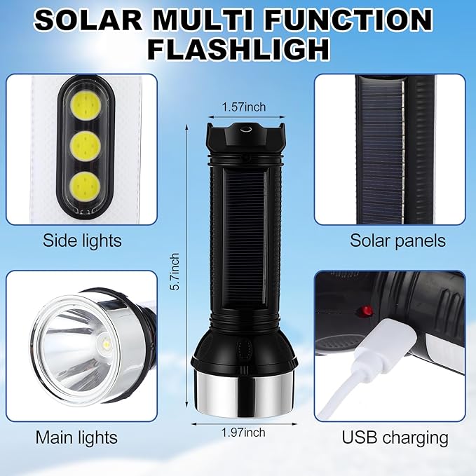 Chicingyou 8 Pcs Portable Emergency Thermal Blanket Camping Sleeping Bag Solar Rechargeable Flashlight Emergency Safety Whistle Gloves Scarf Socks Beanie Set for Camping Hiking Travel Hunting(Orange)