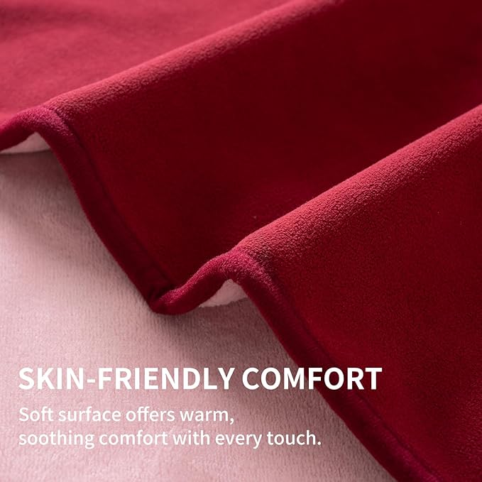QiyI Waterproof Blanket for Bed King Size, Washable Reversible Bed Cover, Large Leakproof Stain-Resistant Furniture Protector for Travel & Camping, 80"x90", Burgundy/Pink