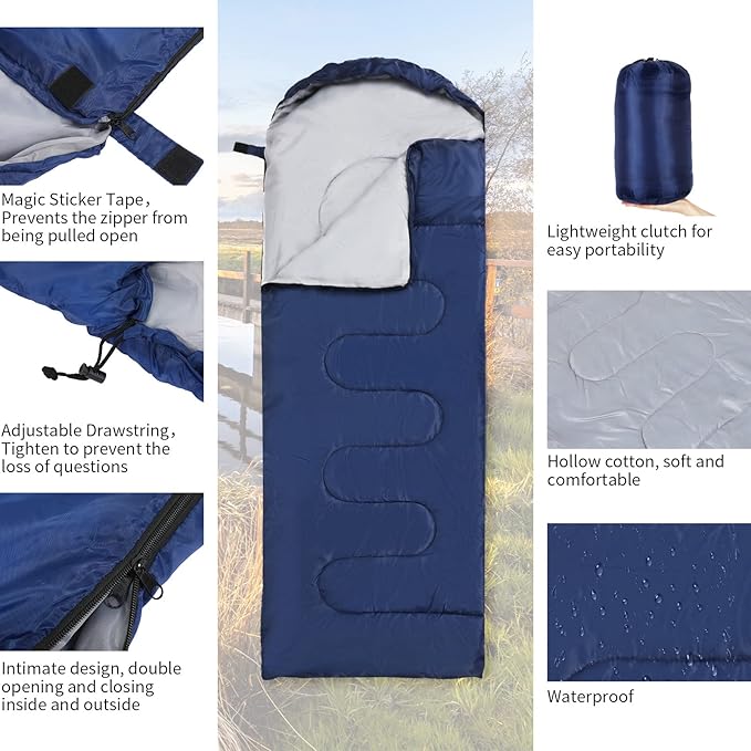 Macarrie 4 Pcs Bulk Sleeping Bags for Adults 0 Degree Waterproof Backpack Bags with Compression Sack for Backpacking, Camping, Hiking, Emergency Shelters