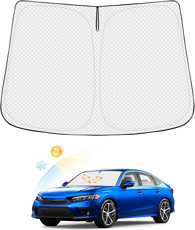 Canvcle Windshield Sun Shade for Honda Civic 11th Gen 2022-2025 2026 Accessories Thicken 6-Layer Front Window Sunshade Cover Sun Visor Protector Foldable Block UV Rays Keep Vehicle Cool