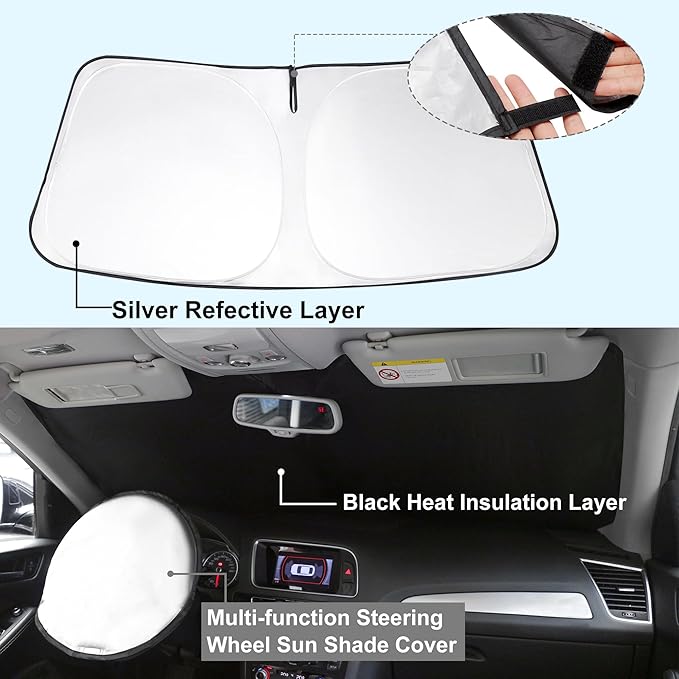 YYCKE Windshield Sun Shade Accessories Compatible with 2019-2024 2025 XT4 for Chevrolet Foldable Sunshade Sun Visor Blocks UV