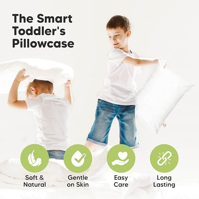 KeaBabies Toddler Pillowcase 14x20 - Organic Cotton Jumbo Toddler Pillowcase for Kids,Boys,Girls,Soft & Durable Cotton Cover for Miniature Sleepy Pillows,Cute Colors,Pillow Sold Separately(Soft White)