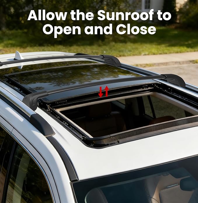 300lbs Roof Rack Cross Bars Fit for 2021-2026 Jeep Grand Cherokee L 3-Row & 2022-2026 Grand Cherokee WL 2-Row, Heavy Duty Lockable Roof Rails Croosbars for Cargo Carrier Kayak Bike Snowboard