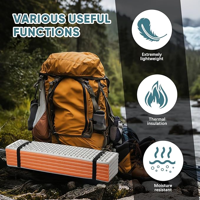 Ultralight Foam Sleeping Pad, Waterproof Closed Cell Foam Pad for Superior Insulation, Folding Sleeping Mat for Compact Storage, Foldable and Portable for Hiking and Camping