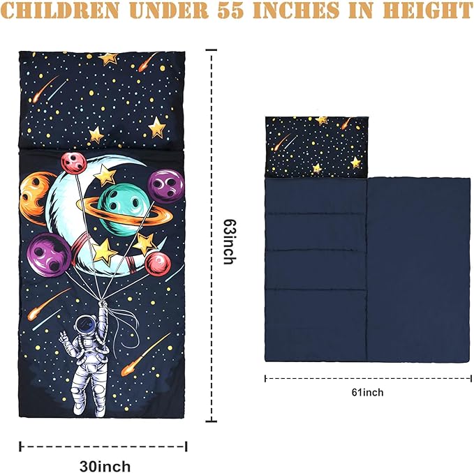 Kids Sleeping Bag, Sleeping Bags for Boys & Girls, Large Kids Sleeping Bag with Pillow, SlumberSoft Slumber Bags, Child Sleeping Bags for Travel Naps and Sleepovers,63" x 30"