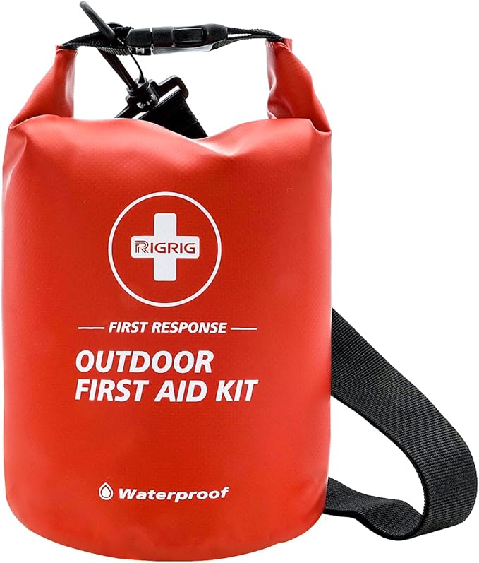Waterproof First Aid Kit 186 Pcs Survival Gear, Portable Small Boat Dry Bag Bug Out Bags, Emergencies Medical Kit Ideal for Boating, Fishing, Hiking, Camping, Kayaking (Red)