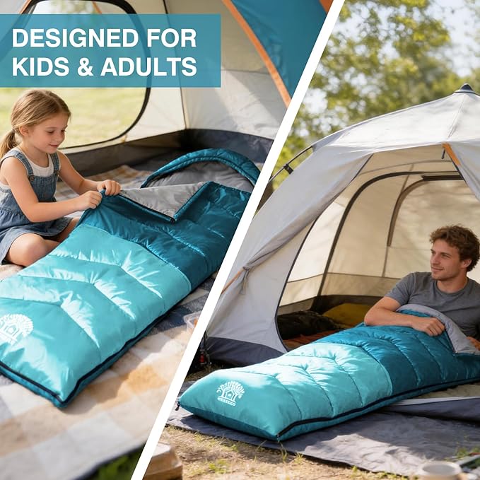 Sleeping Bag 4 Seasons Adults & Kids for Camping Hiking Trips Warm Cool Weather,Lightweight and Waterproof with Compression Bag,Indoors Outdoors Activities
