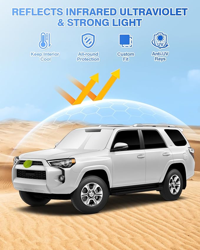Canvcle Window Shades for 5th Gen Toyota 4Runner 2010-2024 Accessories Windshield Sun Shade Side Rear Window Covers Sunshade Full Set Sun Visor Privacy Protection Camping Keep Vehicle Cool Black 8PCS