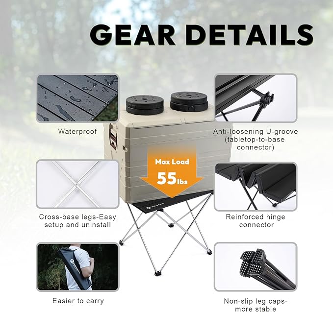 MellowCamp Camping Side Table, Ultralight Aluminum Folding Table, Small Compact Portable Ideal for Beach, Outdoor Cooking, Hiking, Camping, Picnics (Black,Medium)
