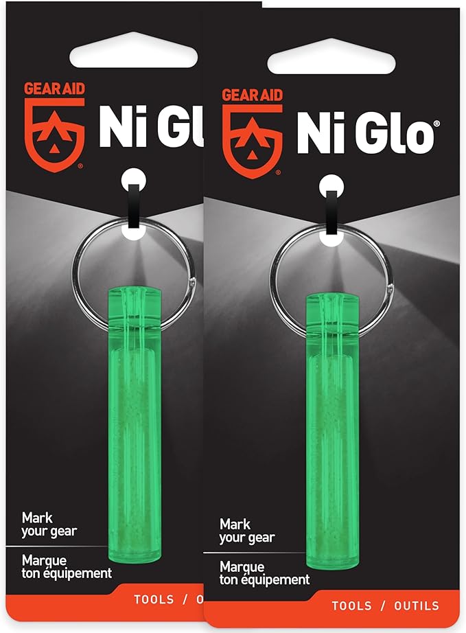 GEAR AID Ni Glo 2” UV Rechargeable Glowing Keychain – Multi-Purpose Glow-in-the-Dark Accessory for Camping