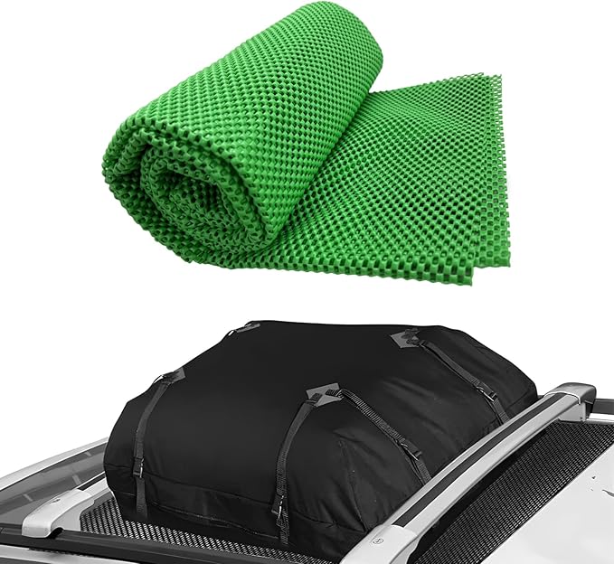 Anti-Slip Mat for Car Roof, 47"×39" Anti-Scratch Cuttable Car Rooftop Cargo Bag Protective Mat, Multifunctional Waterproof Auto Roof Top Rack Carpet Pad for Most Vehicles (Green)