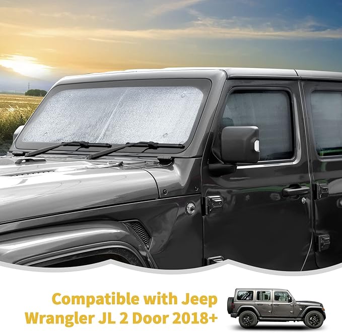 Windshield Sunshade Sun Shade Heat Shield Window Sun Visor Mat for Jeep Wrangler JL 2 Door 2018-2024,6PCS