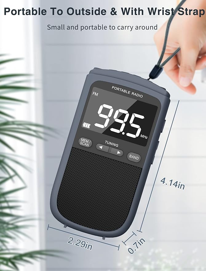 AM FM Walkman Radio:900mAh Rechargeable Portable Transistor Pocket Radio with Best Reception Digital Tuning, LCD Screen,Stereo Earphone Jack, Sleep Timer and Alarm Clock for Jogging,Walking Grey