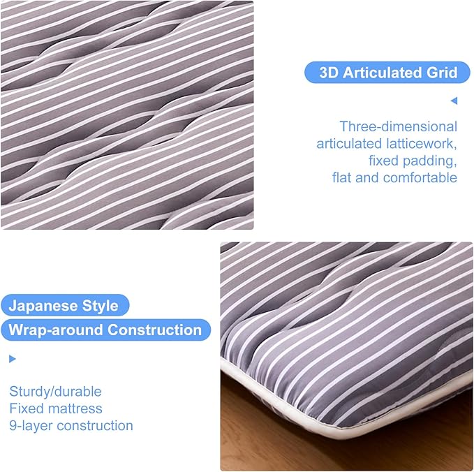 jzbearapt Premium Foam Japanese Floor Mattress Futon Mattress,100% High Density Comfortable Foam, Thicken Tatami Mat Sleeping Pad, Ideal for Comfort and Support, Queen (80" X 60")