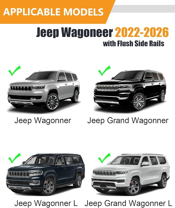 KINGGERI Roof Rack Cross Bars Compatible with 2022-2026 Jeep Wagoneer & Grand Wagoneer & Wagoneer L & Grand Wagoneer L, Heavy Duty Aluminum Roof Rails Crossbars Rooftop Black