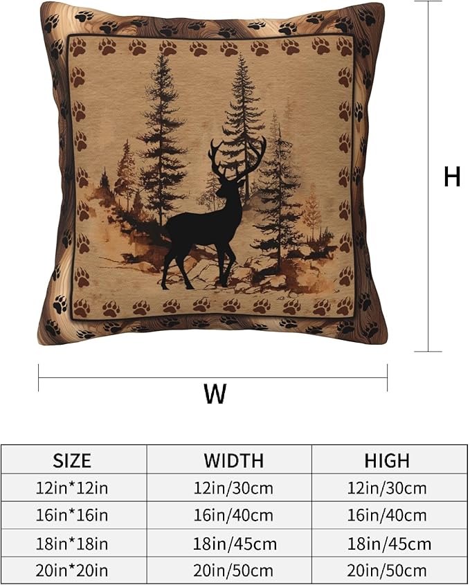 Deer Wolf Throw Pillow Covers 18 X 18 Inch Set of 4 Decorative Cushion Cover Home Decor for Sofa Chair Couch Bedroom Living Room