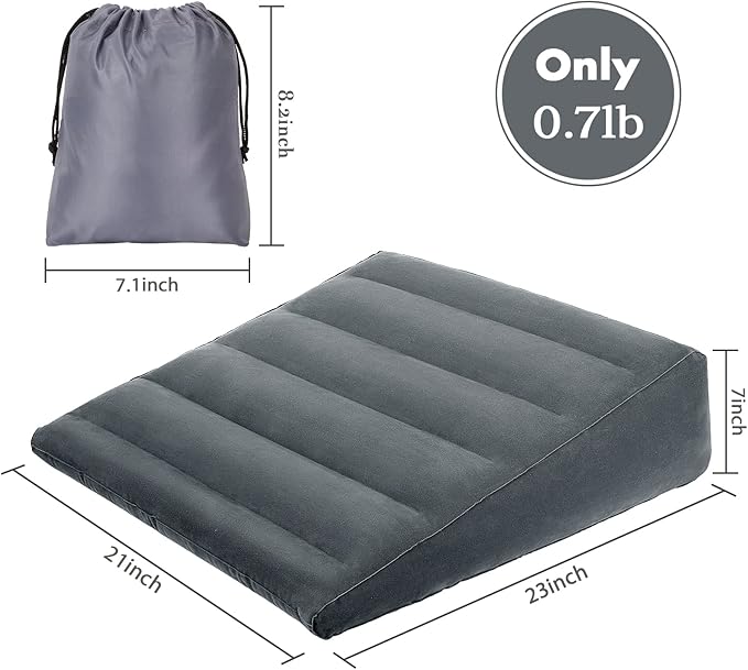 USHMA Inflatable Wedge Pillow, Portable Travel Wedge Pillow, Fast Inflation & Deflation Inflatable Wedge Pillows for Travel, Blow Up Sleeping Back Knee Bed