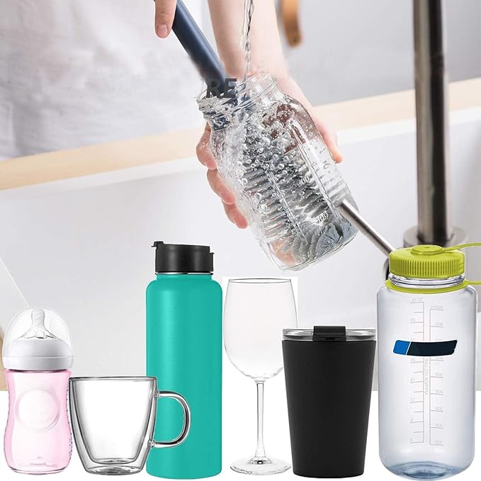 5-Pack Water Bottle Cleaner Brush Kit for Stanley, Cleaning Large Capacity Water Bottles, Cup Lid and straw brush, Bottle Brush Cleaning Set for Tumbler Cup, Sports Water Bottle, Baby Bottles-red(1st)
