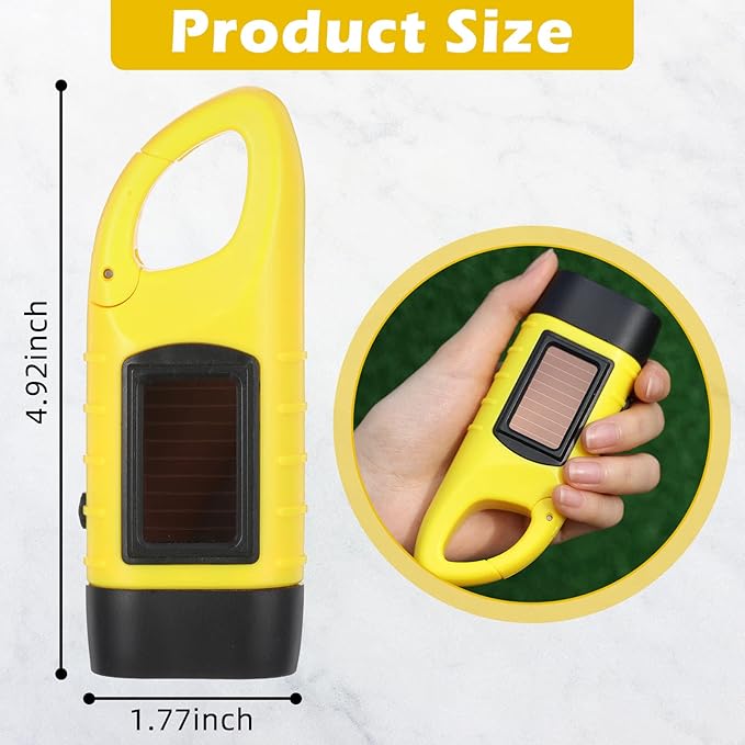 Mudder 3 Packs Hand Crank Solar Powered Flashlight Emergency Rechargeable LED Flashlight Survival Gear Self Powered Charging Torch Manual Dynamo for Fishing Hiking Backpack Camping Home Safety