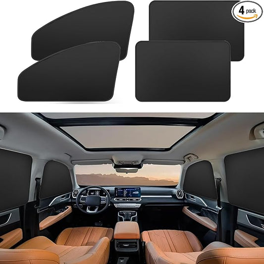 Side Window Shade Car Curtains - Privacy Sun Shades Magnetic 100% Block Light Car Window Covers with Cooler Feeling (Black, D-4pcs)