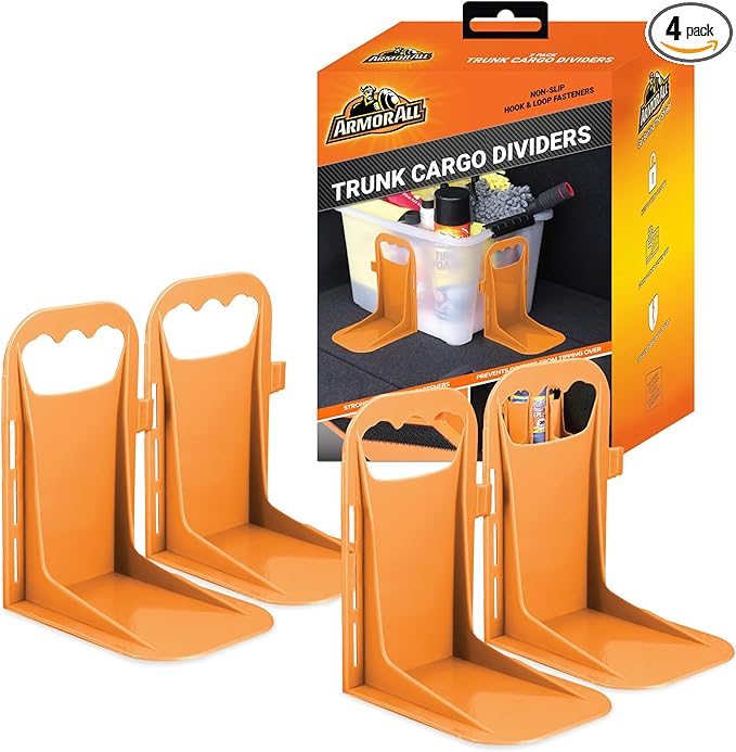 Armor All Trunk Cargo Blocks, Cargo Dividers, Trunk Dividers, Hook & Loop Trunk Organizer Blocks to Hold Cargo in Place, Cargo Containment System for Cars, Trucks, SUVs, Vans, 4 Pieces