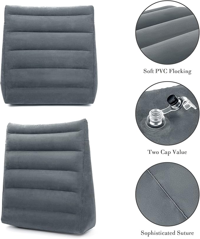 USHMA Inflatable Wedge Pillow, Portable Travel Wedge Pillow, Fast Inflation & Deflation Inflatable Wedge Pillows for Travel, Blow Up Sleeping Back Knee Bed