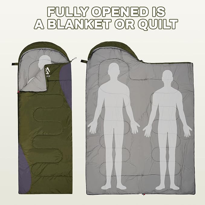 Elevon Sleeping Bag for Adults Teens Kids Cold Warm Weather, Portable Waterproof & Lightweight, Compact with Compression Sack, for 3-4 Seasons Camping, Backpacking, Hiking, Travel, Indoors Outdoors