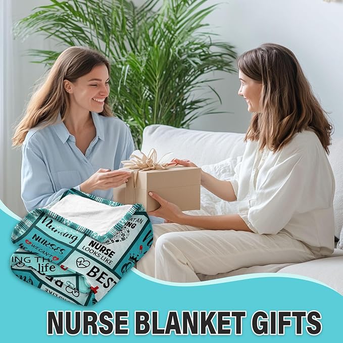 Wazzio Nurse Gifts for Women Men, Christmas Thanksgiving Gifts for Nurses Blanket, Nursing Student Gift for Nurses, Nurse Appreciation Graduation Birthday Gift Blanket 50"x 60"