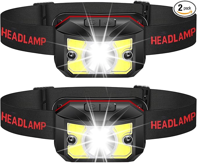 2 Pack Headlamp - Super Bright Rechargeable Flashlight, Valentines Day Gifts for Kids Men Headlights 8 Modes with USB-C Fast Charge, IPX4 Waterproof Motion for Camping Outdoor Hiking