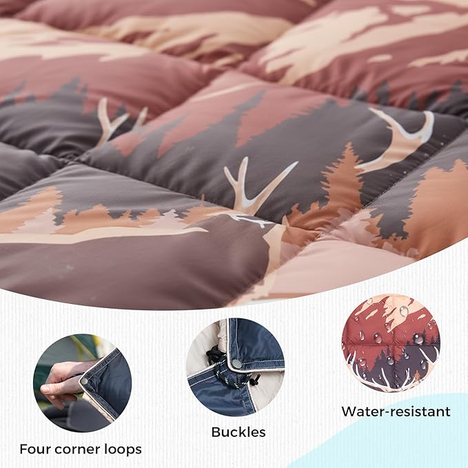 SUNNYFEEL Outdoor Camping Blanket,55"x79", Single-Sided Printed Polyester Camping Blanket for Traveling Hiking Picnic Stadium Beach Party,Elk