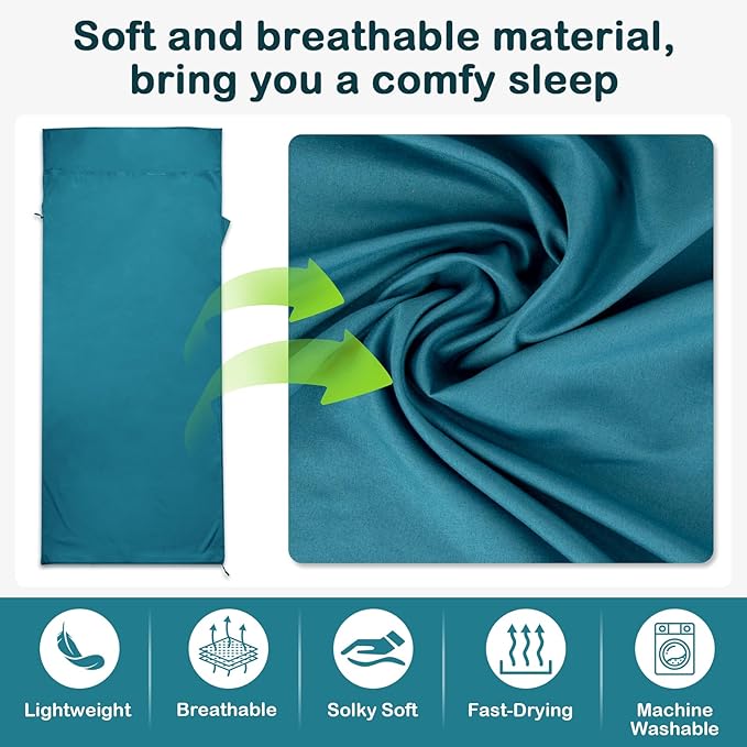 Sleeping Bag Liner,14oz Ultralight Sefl Tan Sleep Sack with 2 Way Zipper, Expose Feet Separately, Adult Sleep Sack & Travel Sheets for Camping, Hiking, Traveling Backpacking,Hotel
