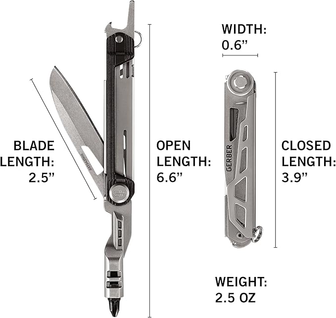Gerber Gear Armbar Slim Drive Pocket Knife EDC Multitool with Screwdriver, Bottle Opener, Onyx