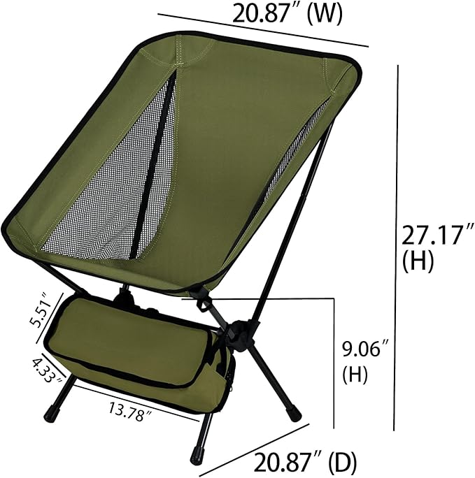 Lightweight Portable Essential Compact Camping Chair,Sturdy with X-Frame,265lbs Capacity,Foldable with Carry Bag,Quick Setup for Outdoor,Hiking,Beach,Backpacking (Mars Red)