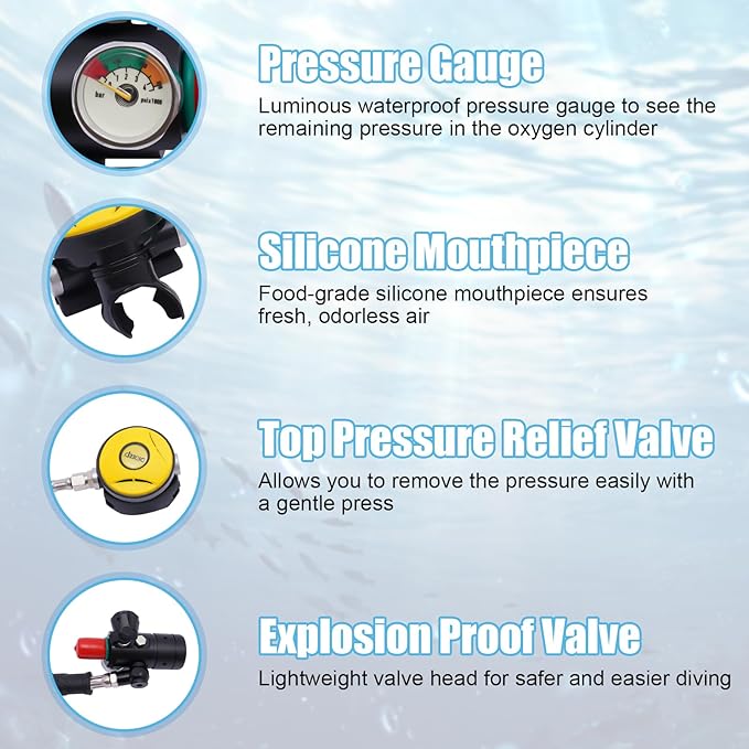 Mini Scuba Tank, 0.5L/1L Mini Diving Tank 5-10/15-20 Minutes Underwater Breath Device Portable Diving Oxygen Tank Kit, Portable Lung Tank for Emergency Rescue Underwater Exploration