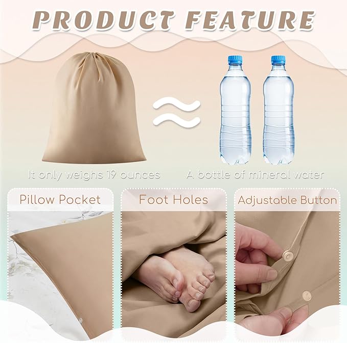 Irenare Self Tan Sleep Sack Reusable Body Self Tanners Lightweight Breathable Tanning Sleeping Sac for Bed Travel Sleeping Bag