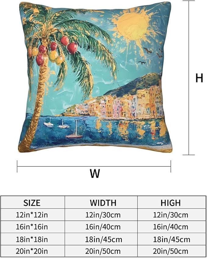 Tropical Palm Tree Art Throw Pillow Covers 18x18 inch Set of 2 Sunshine Pillow Case Cushion Cover for Home Sofa Couch Living Room Car Decor