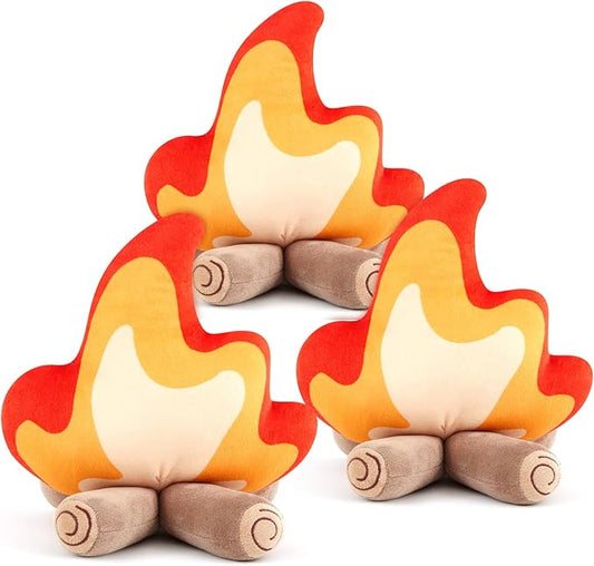 3 Pack Campfire Plush Toys Fake Fire Firewood Plush Pillow for Camping S'More Birthday Party Scene Setting Room Decoration and Woodland Forest Nursery Classroom Decor