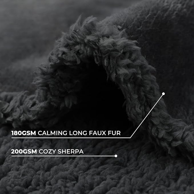 Luciphia Waterproof Bed Blanket Washable,Soft Sherpa Fleece Puppy Reversible Throw Blankets for Medium Large Dog Cat,Furniture Cover Protector Couch Bed from Liquid Pee and Pet Fur, Black,85" x 57"