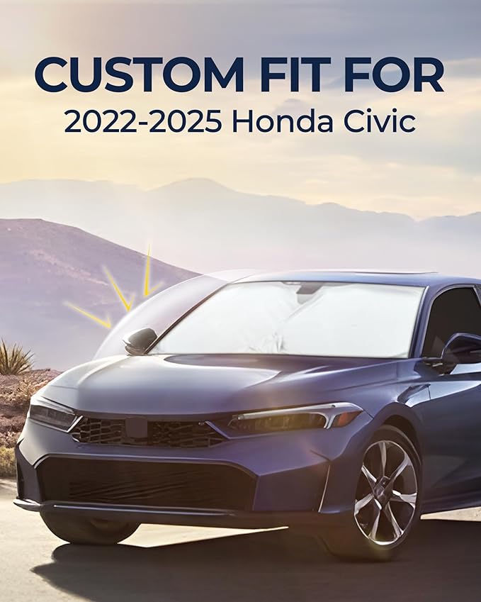 for Honda Civic 2022-2025 Car Window Shades(NOT for Hatchback), 8pcs Privacy Sun Shade Set for Front Windshield Side and Rear Windows, Full Window Covers Keeps Vehicle Cool for Camping Napping