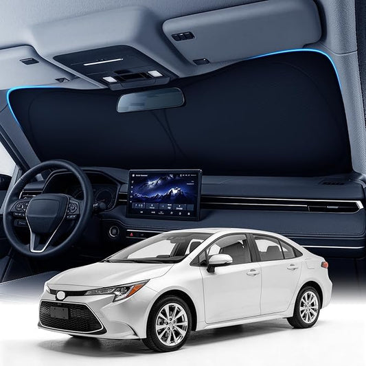 Zanch Custom Windshield Sun Shade for Toyota Corolla 2019-2026, 7-Layer UV & Heat Block, 3D Laser Scanned, Interior Protection, Keep Car Cooler, Foldable Car Accessories