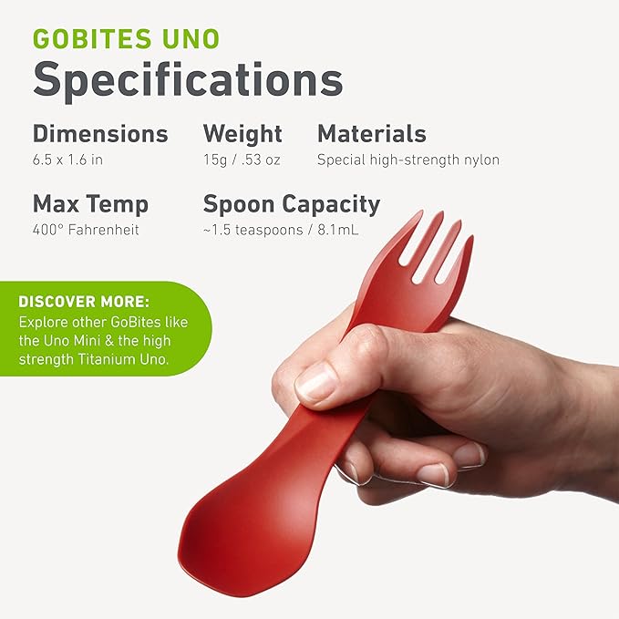 humangear GoBites Uno 3-Pack | Travel & Camping Utensils | Portable & Convertible Dining Ware | Multi-Functional Spork | Blue/Gray/Green, Uno 3-Pack