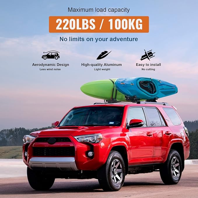 Wonderdriver Roof Rack Cross Bars Compatible with Toyota 4Runner 2010-2024 (with Factory Side Rails), Heavy Duty 220lb Aluminum Crossbars Rooftop Cargo Bag Kayak Bike Luggage Snowboard Skiboard