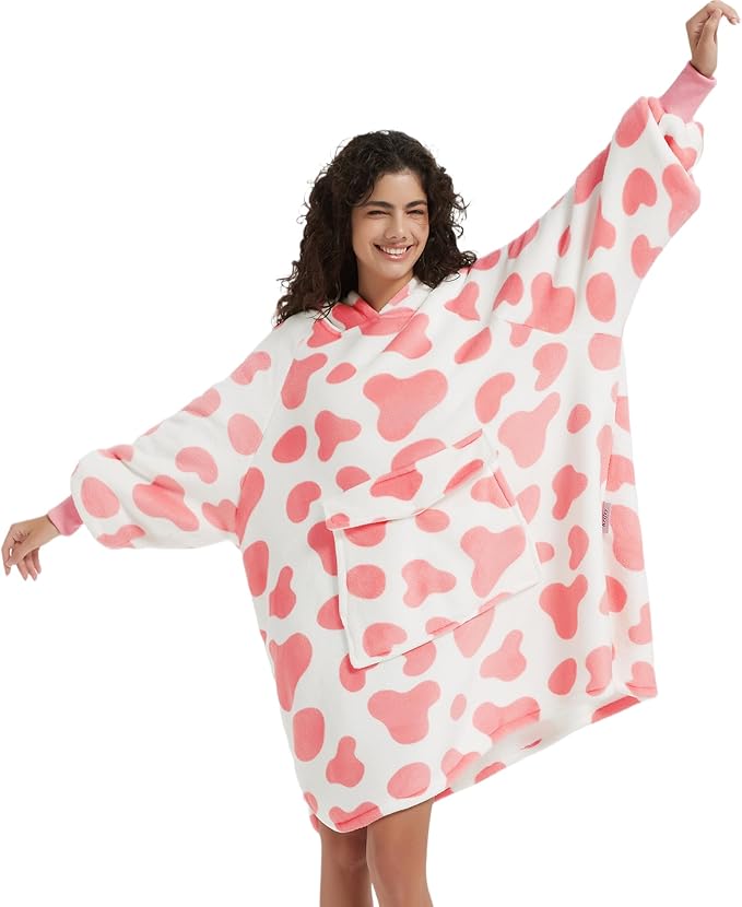 Krifey Wearable Blanket Hoodie, Oversized Sherpa Fleece Sweatshirt with Giant Pocket, Birthday Gifts for Women, Mom, Sister