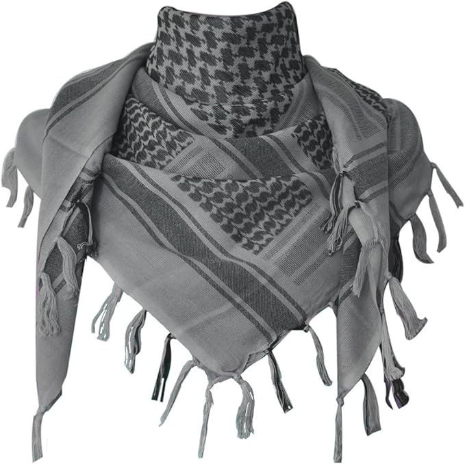 Explore Land Cotton Shemagh Keffiyeh Tactical Desert Scarf Neck Head Wrap with Tassel for Men Women