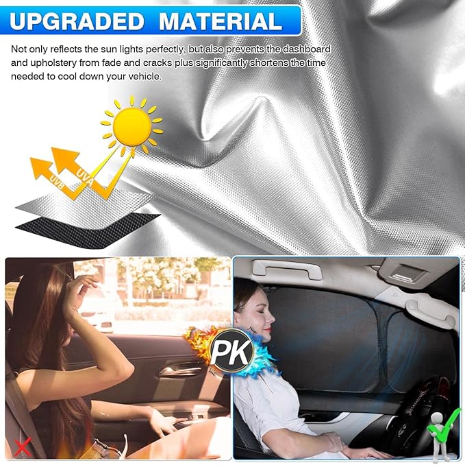 T TGBROS Custom Fit for Car Sunshade 1996-2021 GMC Savana Van,Passenger,Cargo Van Side Window Front Seat Sun Shade Sun Shield Blocks UV Rays Keeps Your Vehicle Cool 2pcs
