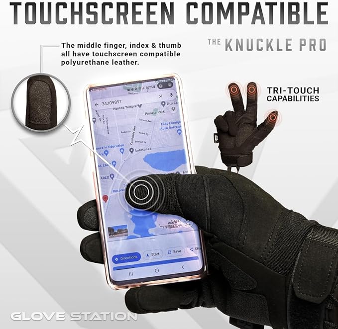 Glove Station Tactical Gloves for Men – Touchscreen Utility Gear with Hard Knuckle Protection Used in Motorcycle, Airsoft, Combat, Police, Shooting & Outdoor Work Black - Hard Knuckle X-Large