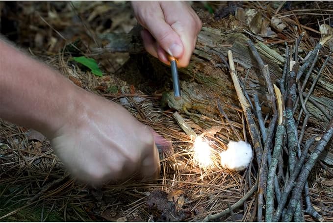 Exotac fireROD Ferrocerium Firestarter with Replaceable 5/16 in. Diameter Waterproof Ferro Rod Striker and Tinder Capsule Compartment with Included quickLIGHT Tabs, Works with Most Bushcrafting Knives
