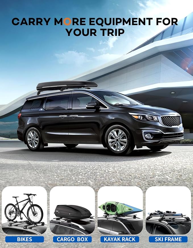 Wonderdriver Roof Rack Cross Bars 300lbs Compatible with Kia Sedona 2015-2021,Heavy Duty Aluminum Lockable Roof Rails Crossbars Cargo Canoe Black Rooftop Cargo Carrier Luggage.